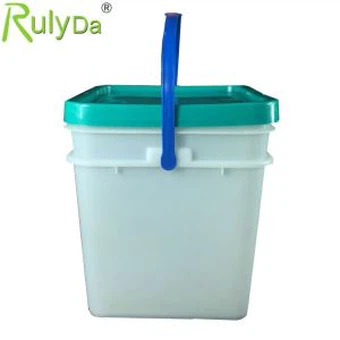 15Litre Sticker White Plastic Pail In Square Shape for Water with White Lid and Handle