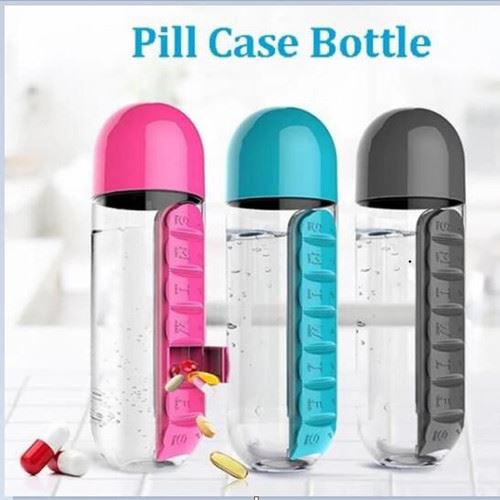 Plastic Water Bottle With Pill Case
