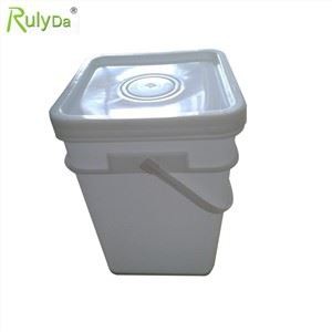Transparent Silk Screen Printing 20L Rectangular Plastic Bucket for Chemical Liquid with Colorful Lid and Handle